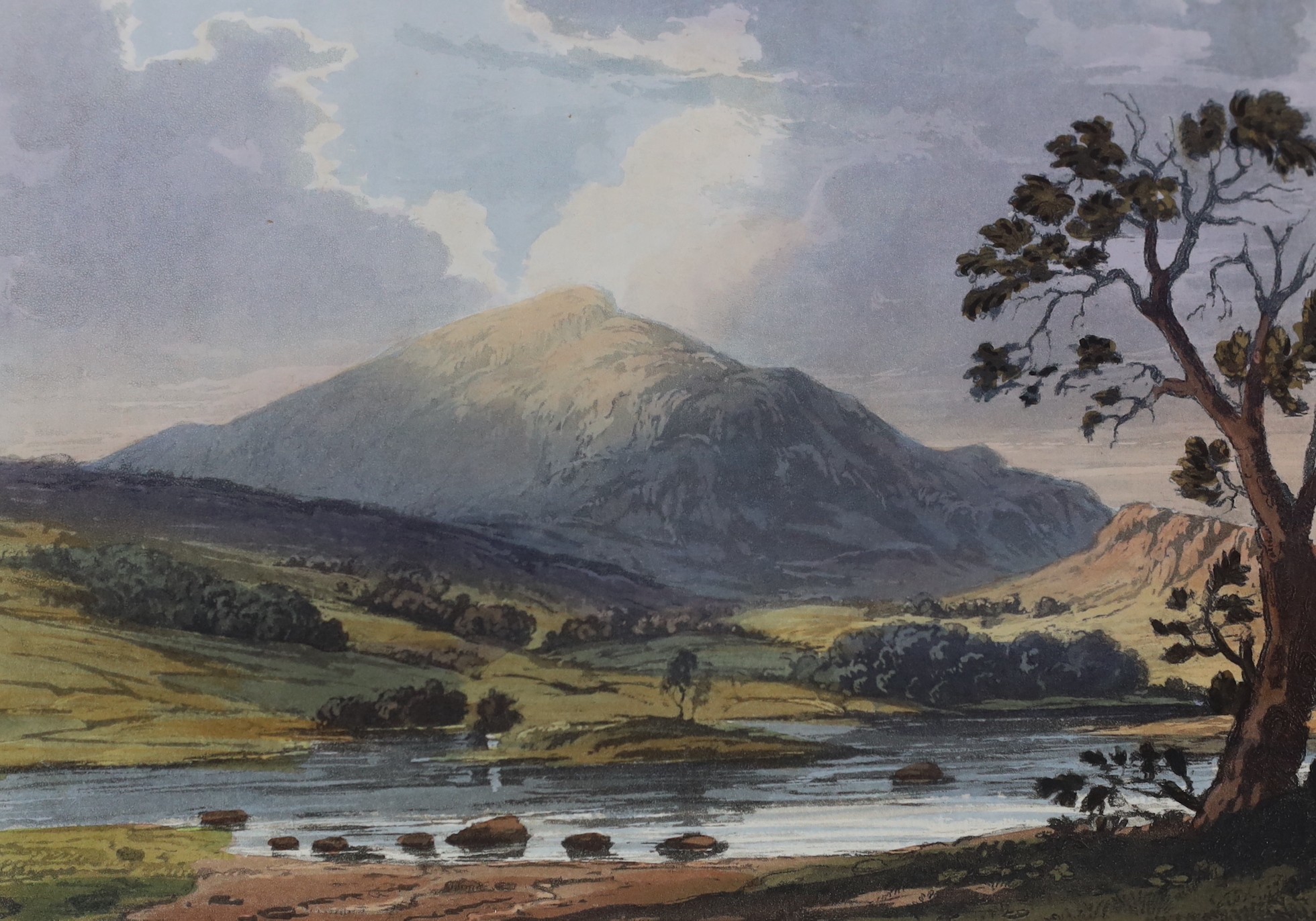 CUMBRIA: Fielding, Theodore Henry and Walton, J - A Picturesque Tour of the English Lakes, 1st edition, 4to, half calf, with hand-coloured pictorial title and 48 tissue guarded hand-coloured plates, light spotting to end